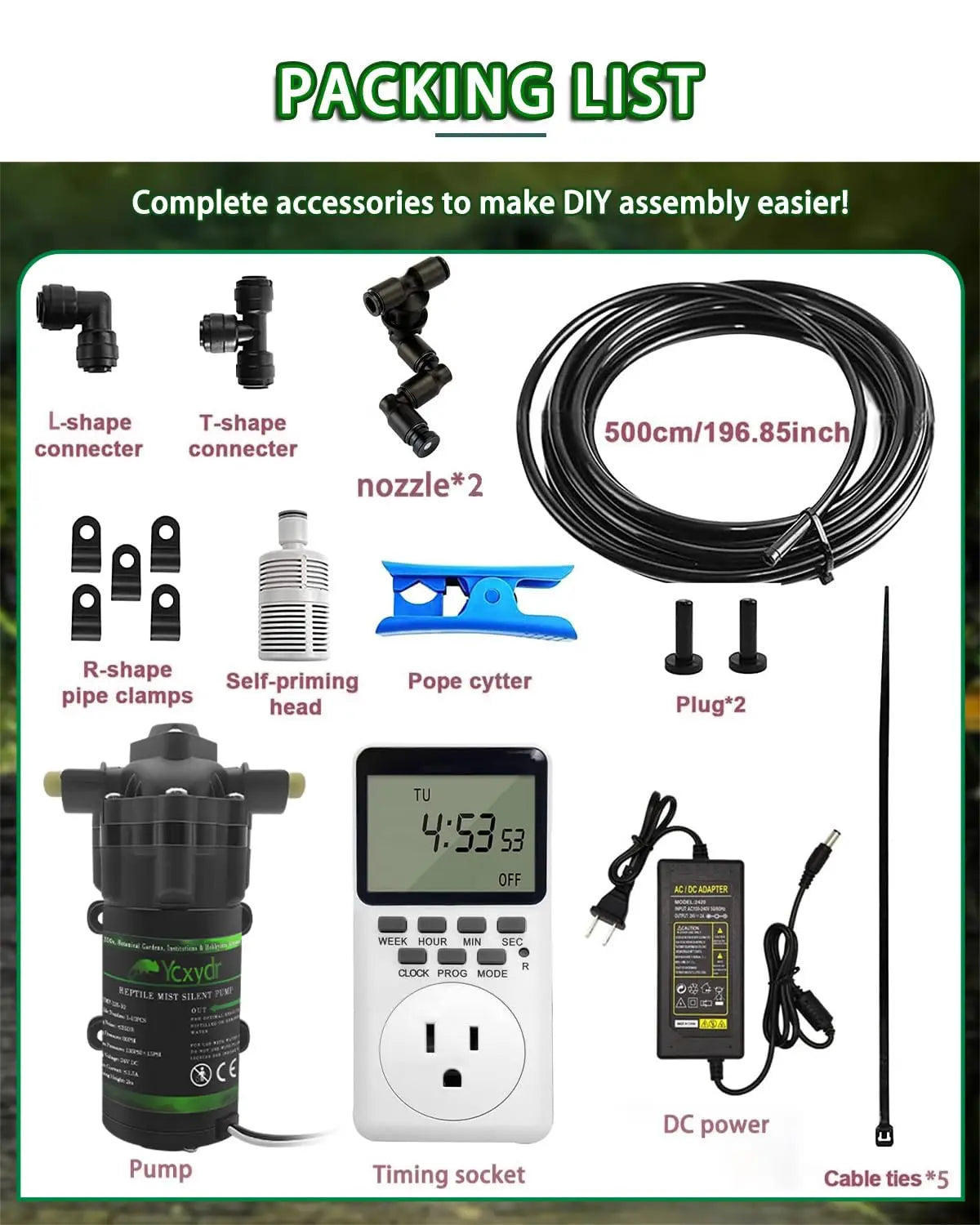 Reptile Fogger Silent Pump Misting Spray System Kit Nebulizer Plant Greenhouse Garden Irrigation Terrarium Spraying Device Kit