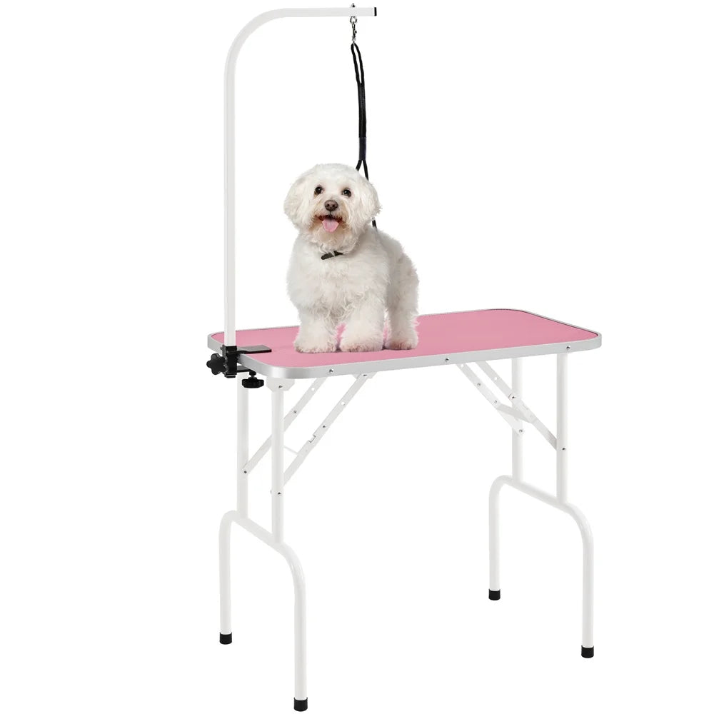 Costoffs Pet Foldable Grooming Table Dog Cat Beauty Trimming with Height Adjustable Arm Folding Legs Halloween Pet Grooming Table for Home or Professional Pet Store Uses