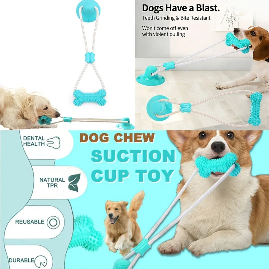 Enhanced Suction Cup Interactive Dog Toy, Dog Chew Toy, Durable Chew Ball, Tug Rope - Ideal for Medium And Large Dogs, Safe Teeth Cleaning, Perfect Gift for Dog Lovers