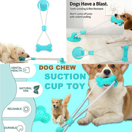 Enhanced Suction Cup Interactive Dog Toy, Dog Chew Toy, Durable Chew Ball, Tug Rope - Ideal for Medium And Large Dogs, Safe Teeth Cleaning, Perfect Gift for Dog Lovers