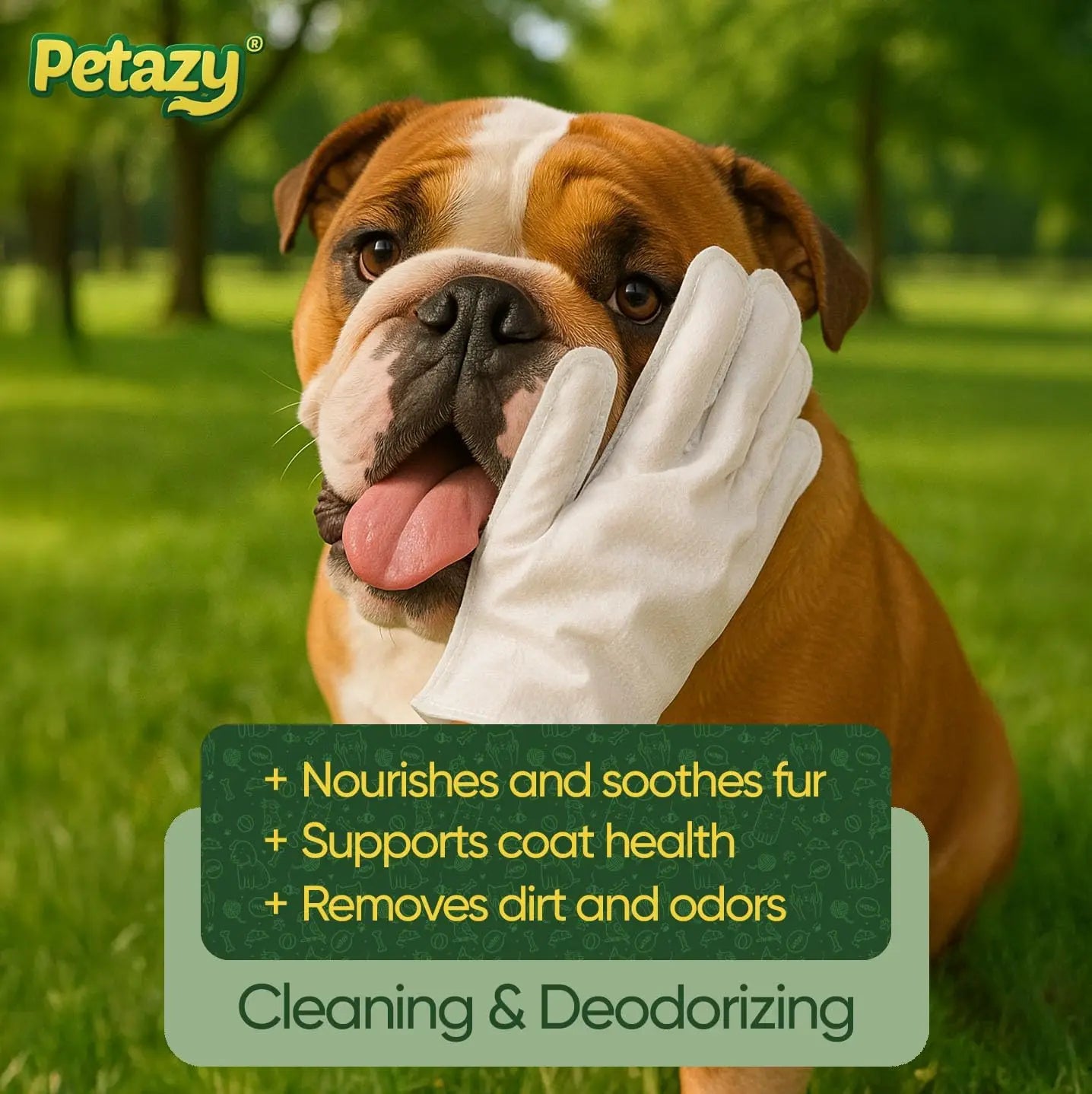 Hypoallergenic Pet Glove Wipes with Aloe & Coconut Oil – 25 Pack for Paws, Face, Ears & Butt, No Rinse Grooming