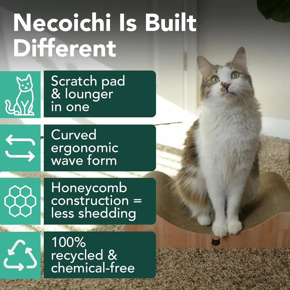 Cardboard Cat Scratcher Bed Indoor Cats - Horizontal Cat Scratch Pad Lounger with Reversible Usability and Extra Comfort or Loun