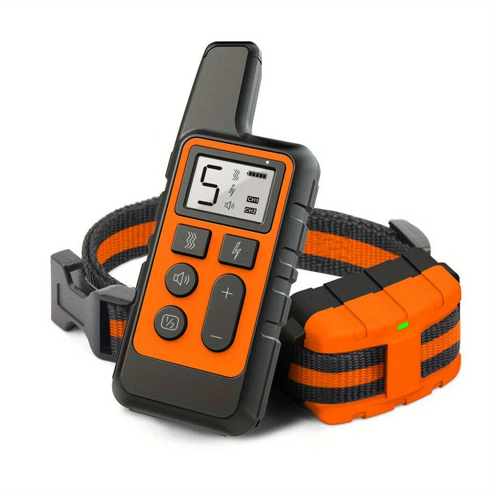 2600 FT Remote Dog Training Collar with Shock Function And Bark Control - Curb Barking And Enhance Conduct - Red, Orange, And Black