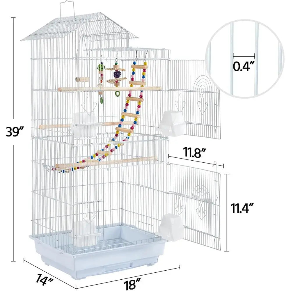 39-inch Roo Top Medium ParaBird Cages for Cockatiels Conures Budgies Canaries Lovebirds Green Cheek Small Birds Parrots, Travel
