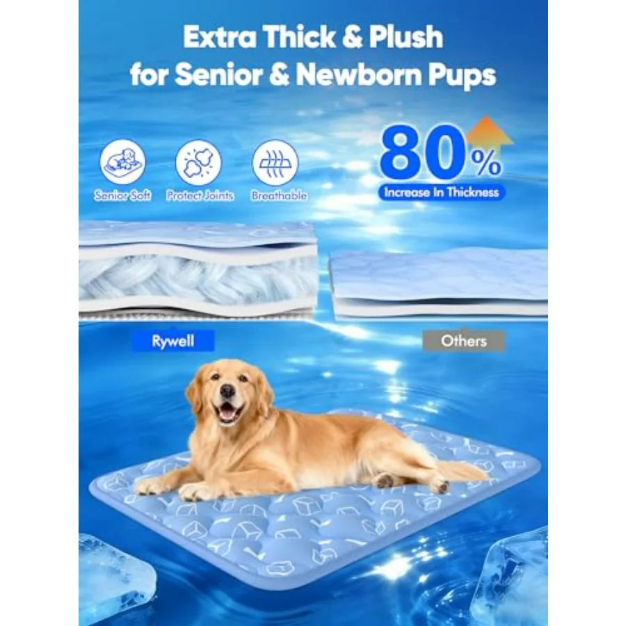 Dog Cooling Mat 2.0, Ocean, 44" x 32" Thick and Durable Cooling Mat for Extra Dogs, Long-Lasting Cool with Waterproof and Color
