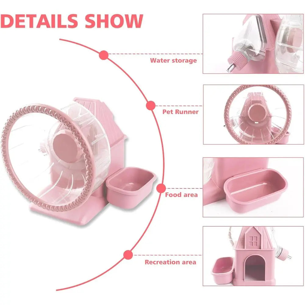 Silent Large Hamster Wheel Multifunctional Hamster Running Wheel Quiet Running Spinner Wheel Accessories with Food Bowl Water Bo