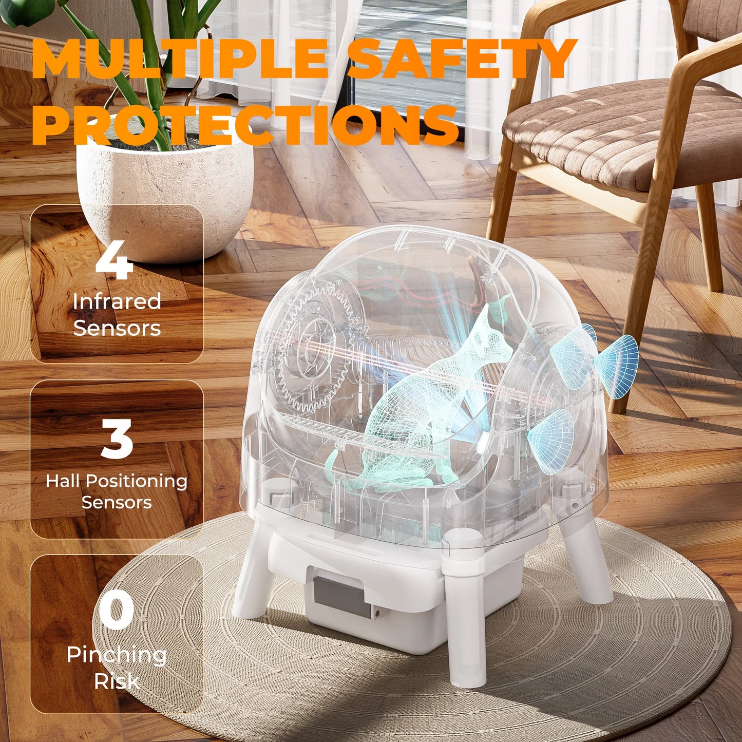 PetPivot AS11 Open-Top Automatic Self Cleaning Cat Litter Box with Safety Protection, Cat Litter Mat and Trash Bags Included