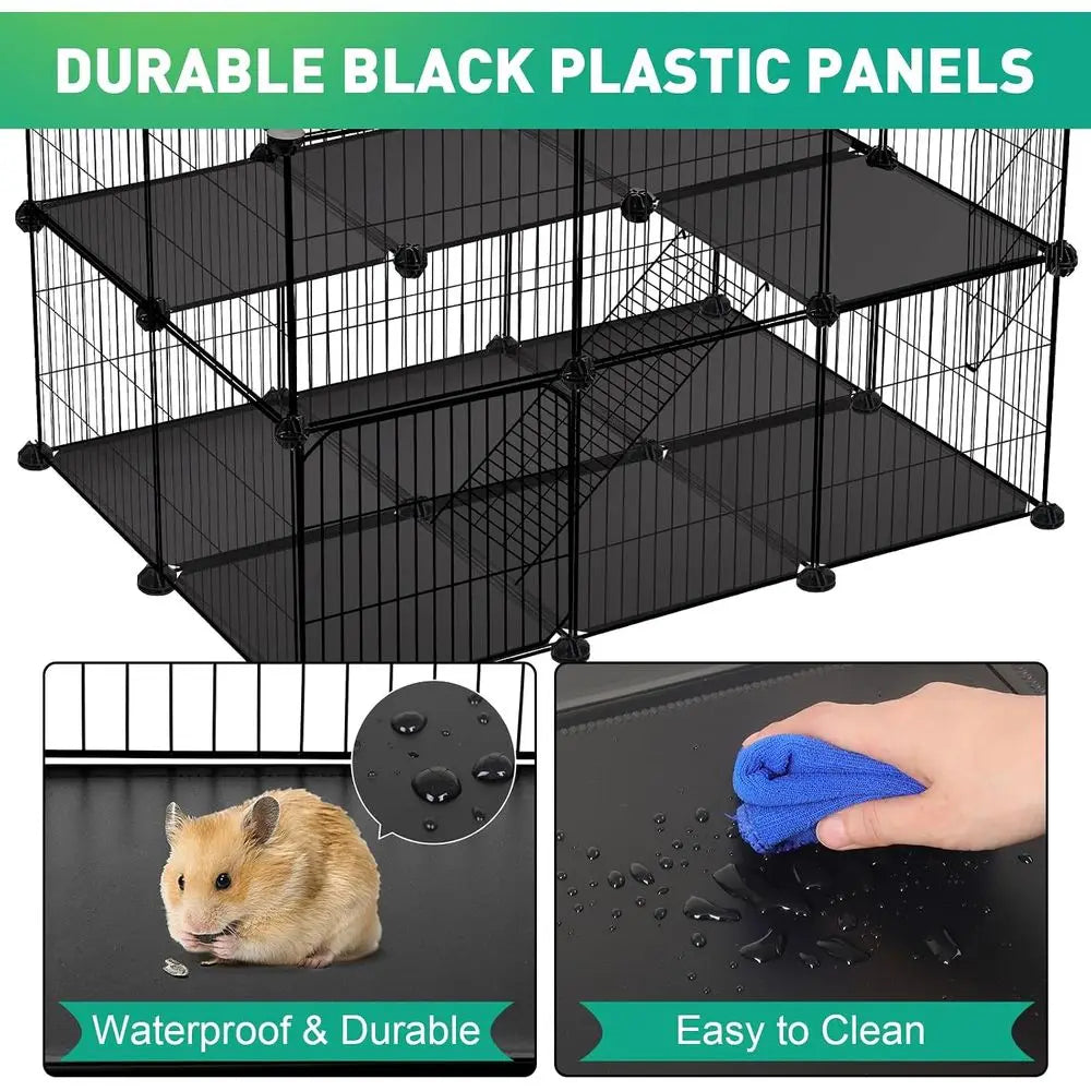 41 Panels Pet Playpen, 35.4 L x 23.6 W x 23.6 H Small Animal Playpen with 2 Doors, Suitable for C&C Cage, Guinea Pigs, Rabbits,