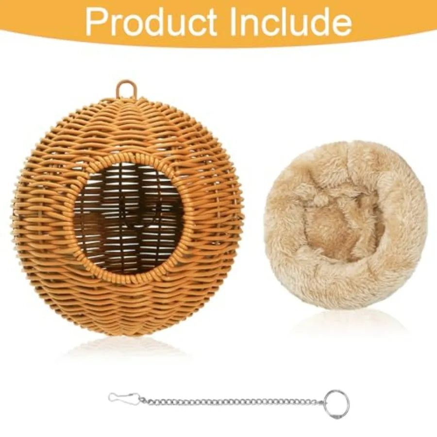 Steel Frame Bird Nest for Cage, Washable Small Bird Bed Chewproof with Plush Pad, Hammock Hideout Lay Eggs Parakeet Nest Sleep,