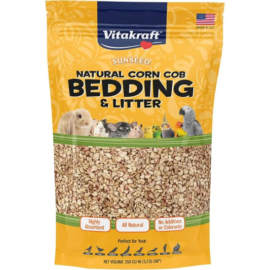 Natural Corn Cob Bedding & Litter for Pet Birds and Small Animals – Made in USA – 350 CuInches