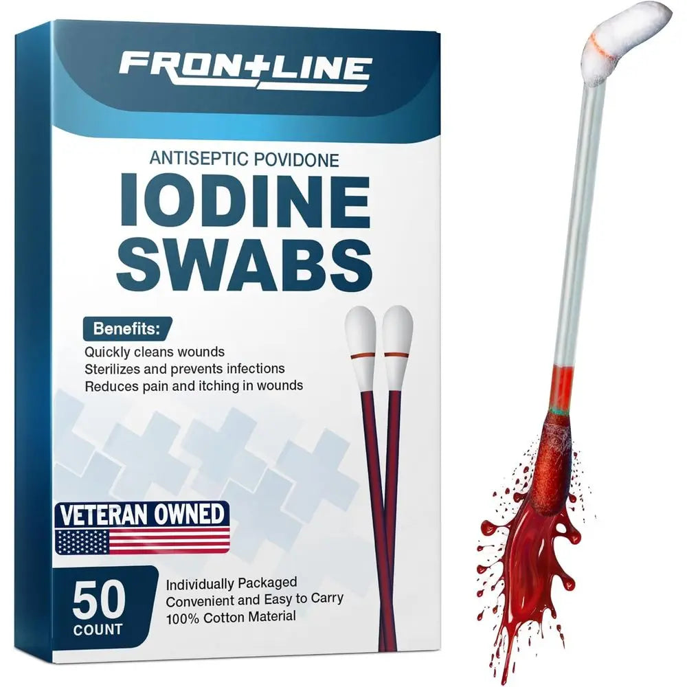Povidone Iodine Swabs, 10% Iodine Antiseptic Solution, Cotton Swabsticks, Wound Care, Nasal Cleansing, First Aid & Medical Suppl