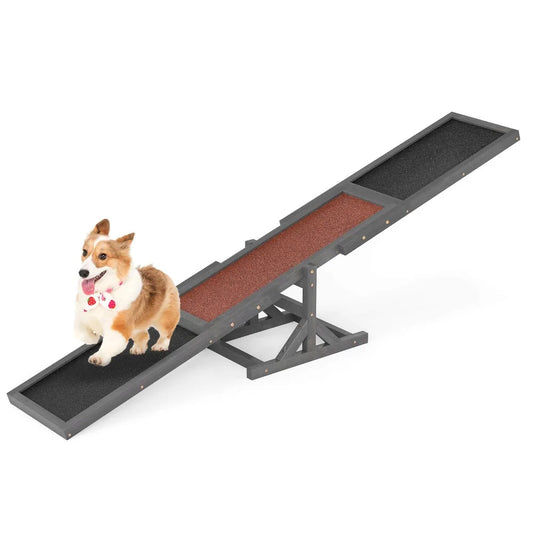 Wooden Dog Agility Seesaw, Dog Exercise & Play Set, Outdoor Run Game Toy
