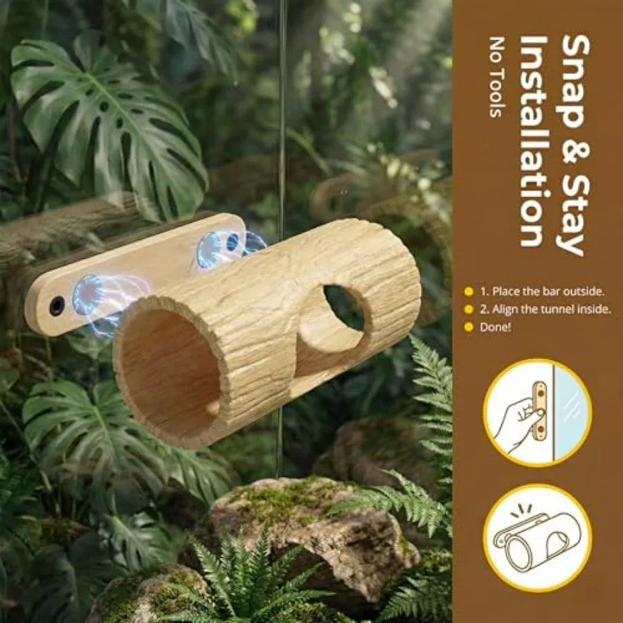 Magnetic Reptile Hide Cave, Plastic Tree Trunk Gecko Hide with Strong Magnetic Mount, Reptile Hide for Crested Gecko Tank Acces
