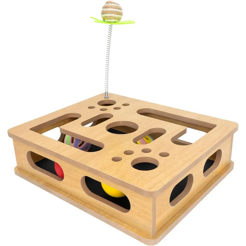 Cat Scratch Puzzle Enrichment Box, Nail Trimming Box, No Assembly Required, Built-in Sandpaper Trims Pet's Claws as They Play, B