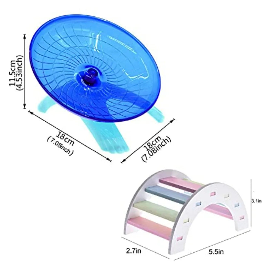Dwarf Hamster Flying Saucer Wheel and Rainbow Bridge Set