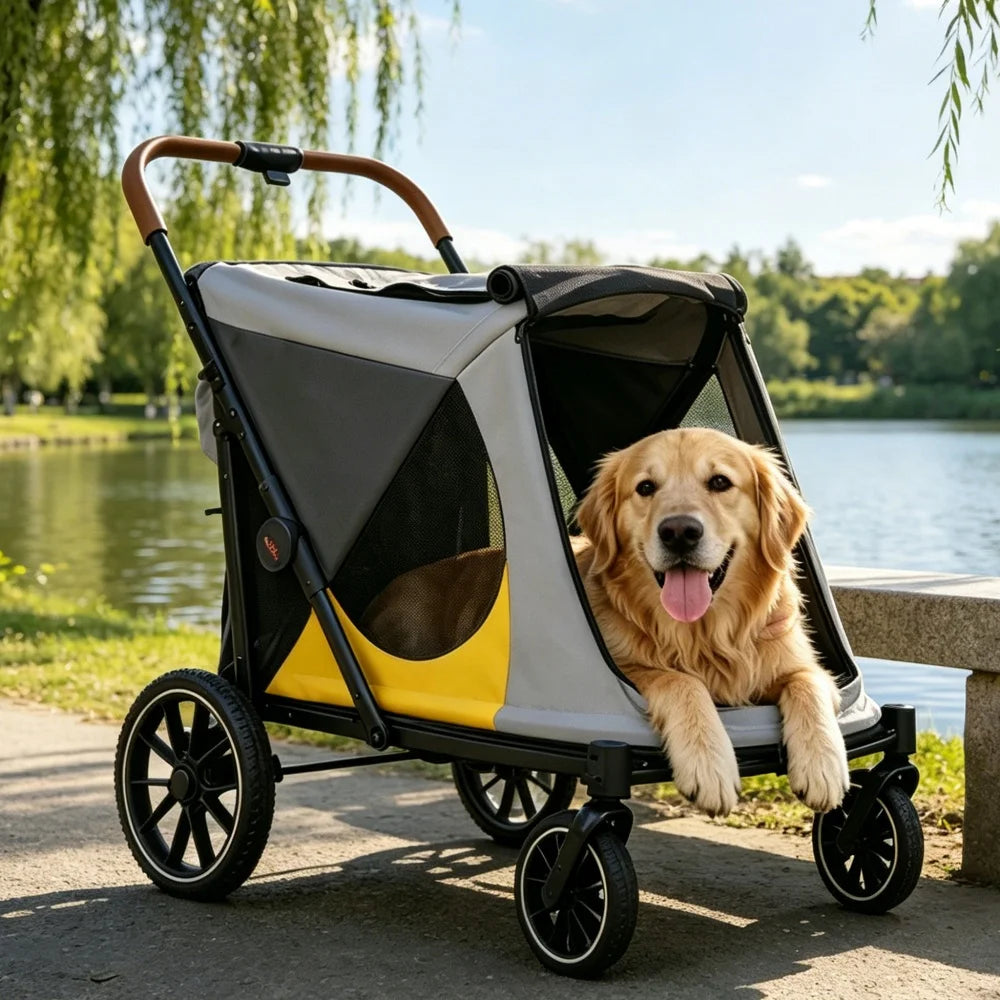 Foldable Pet Stroller for Dogs and Cats Up To 42 Kg Capacity