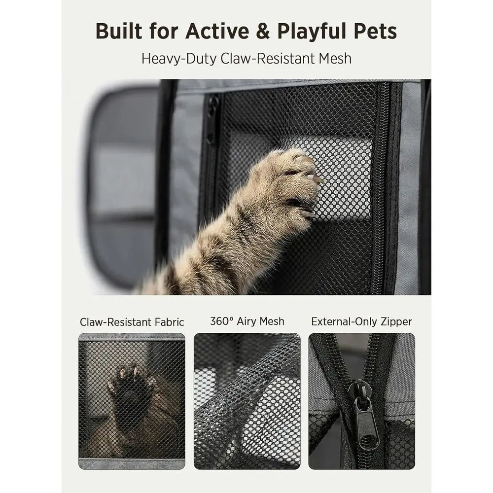 Extra Large Portable Pet Playpen - Waterproof Mesh for Rabbits, Kittens, Guinea Pigs, Hamsters, Puppies - Grey