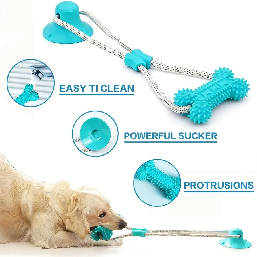 Enhanced Suction Cup Interactive Dog Toy, Dog Chew Toy, Durable Chew Ball, Tug Rope - Ideal for Medium And Large Dogs, Safe Teeth Cleaning, Perfect Gift for Dog Lovers
