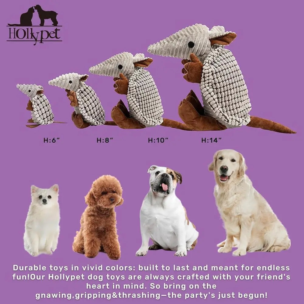 Armadillo Plush Squeaky Dog Toy For All Dogs Durable Chew
