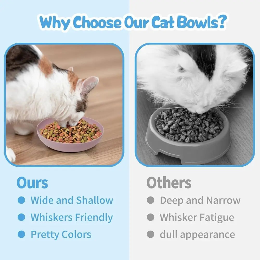 Shallow Wide Pet Food and Water Bowl, Durable Wheat StCat Bowls for Indoor Outdoor Cats