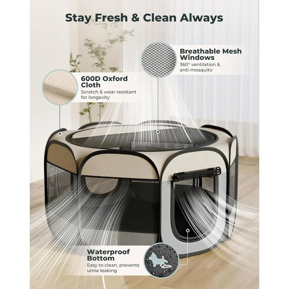 60x24 Spacious Portable Playpen for Dogs, Cats, and Small Animals with Carrying Bag - Ideal for Indoor and Outdoor Use