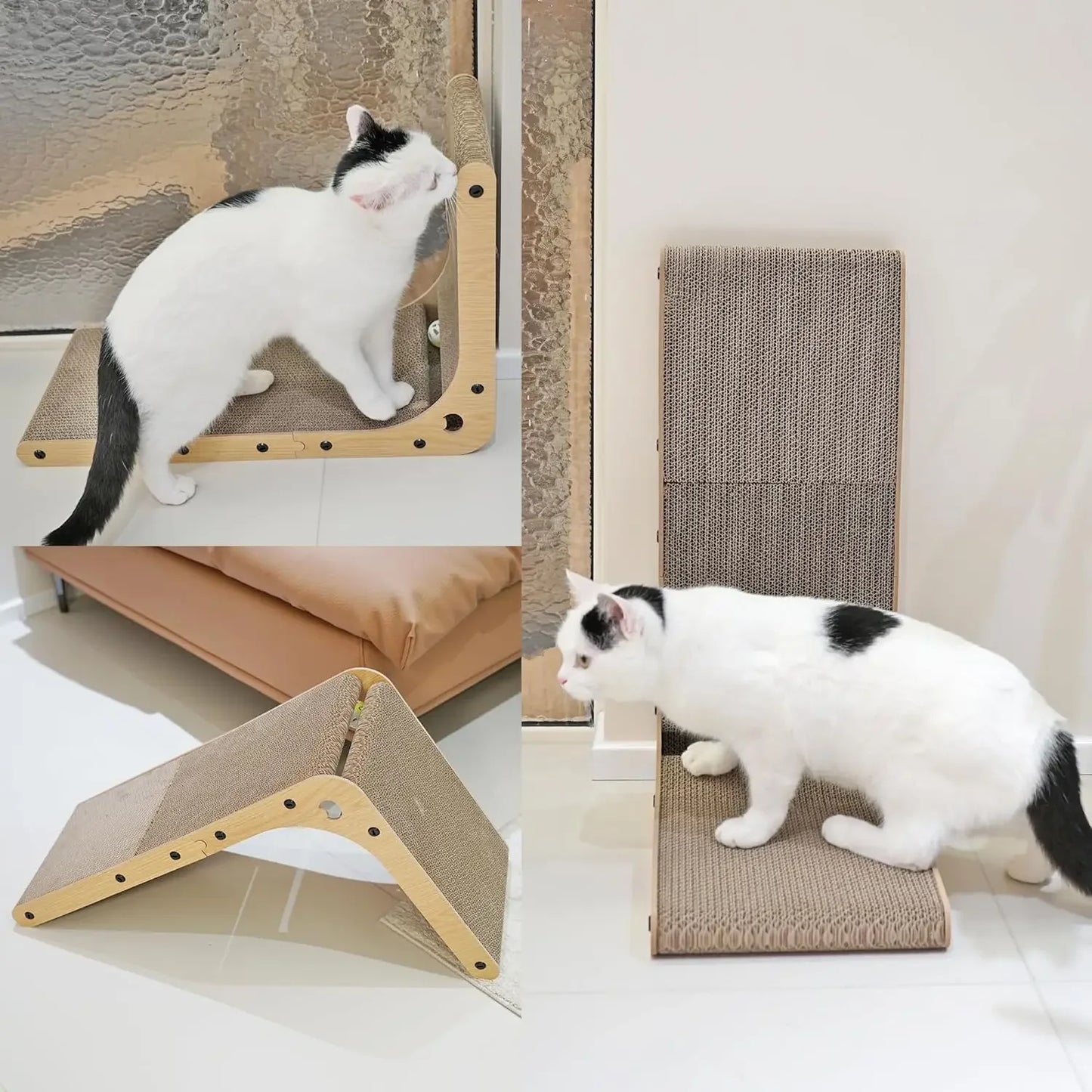 Cat scratching post, L-shaped cat scratching board, wall-mounted vertical cat scratching post, indoor cat scratching post toy wi