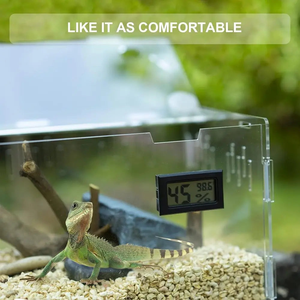Acrylic Terrarium Tank for Reptile Breeding with Temperature and Humidity Gauge (15.3x9.7x7.6)
