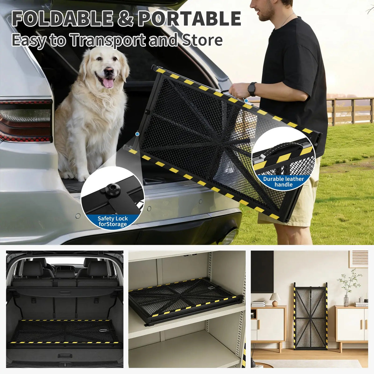 71in x 17in/20in Folding Dog Ramp For SUV Pickup Truck RV, Heavy Duty Steel Pet Ramp 300lb, Non-Slip Car Ramp For Large Dogs