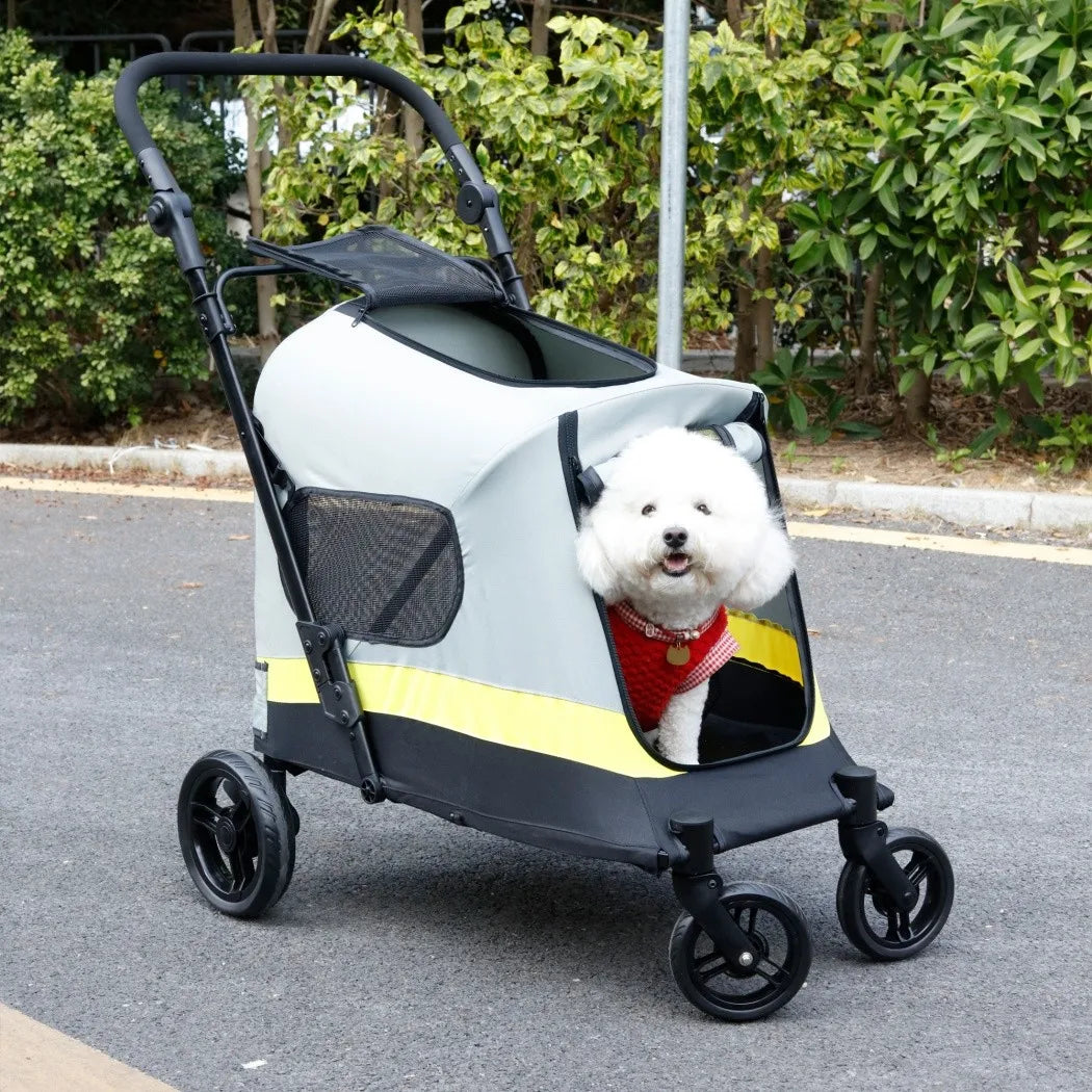 Portable Dog Stroller All Terrain Dual Entry For Small Dogs