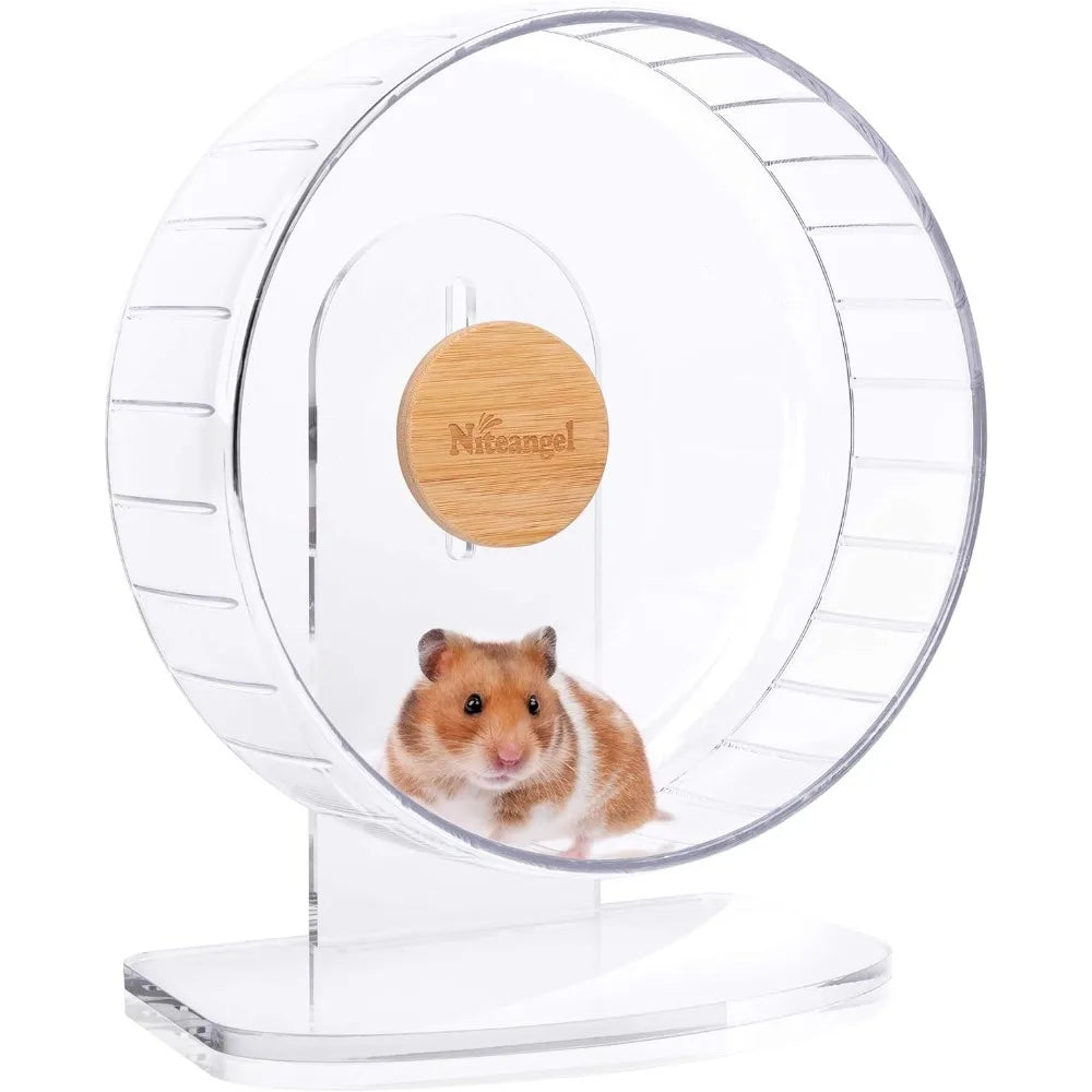 Super Silent 10" Hamster Wheel – Adjustable Quiet Running Wheel for Hamsters, Gerbils & Mice (Transparent)