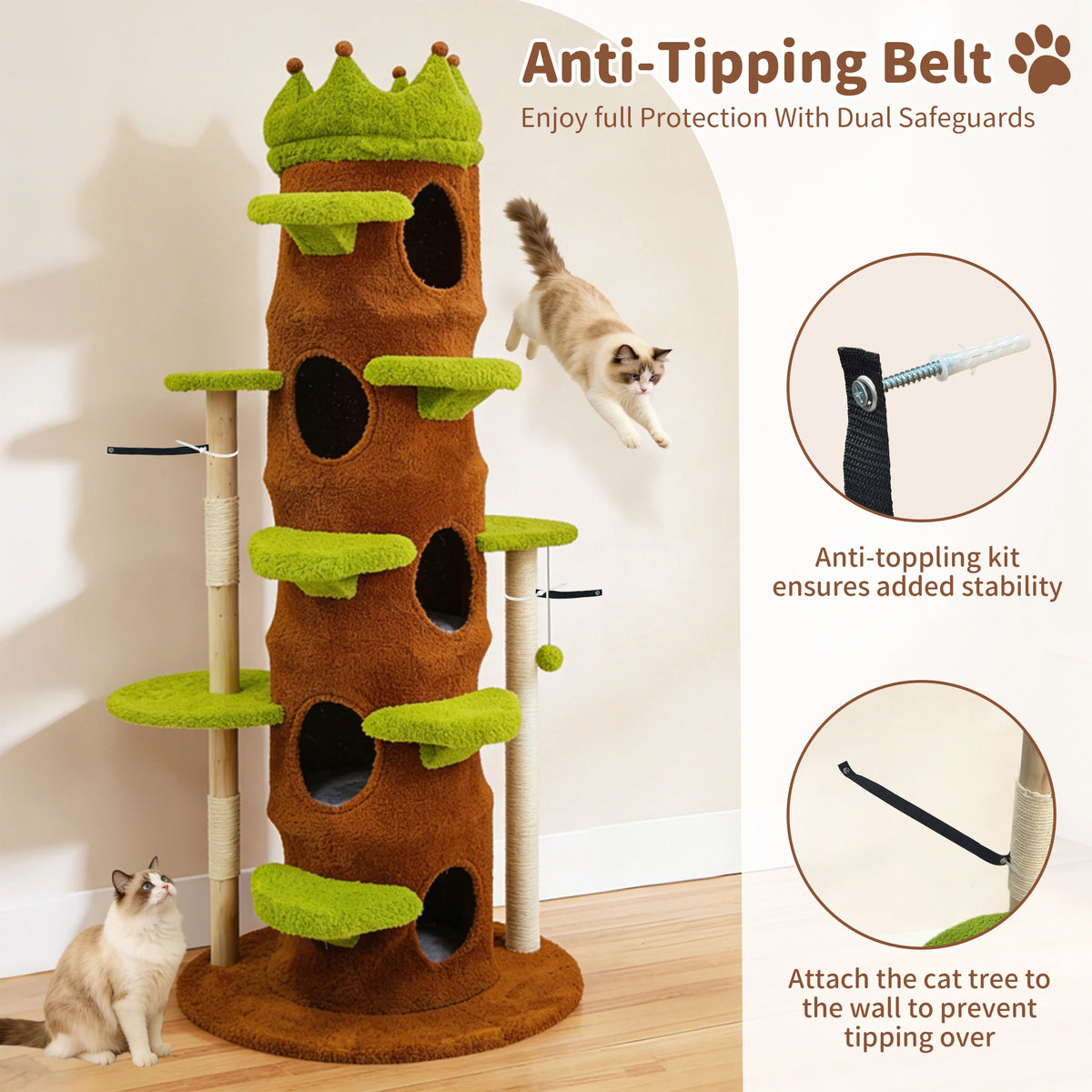 BORWART Cat Tree Tower With Scratching Post And Activity Center