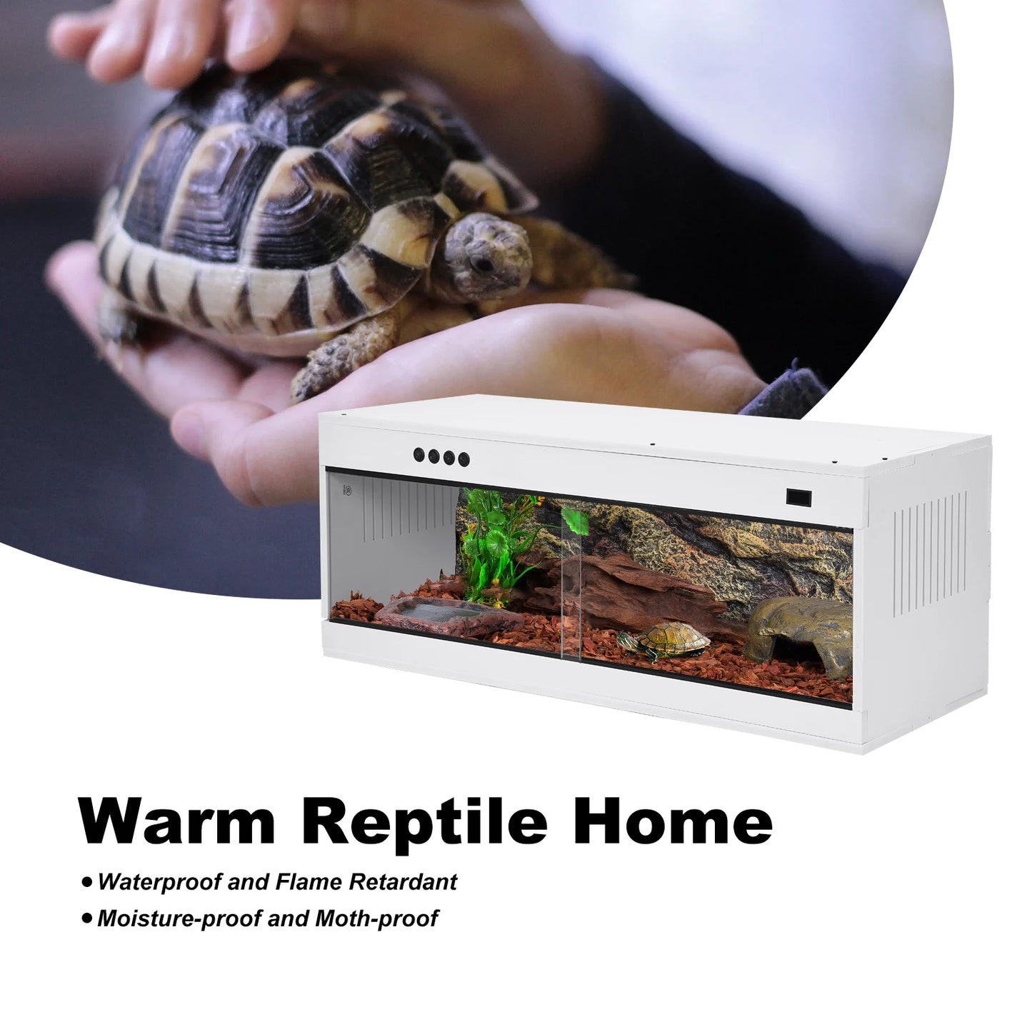 Reptile Terrarium, PVC Enclosure, Stackable Reptile Enclosure Tempered Glass Bearded Dragon Tank, for Amphibians Reptilians Arachnids Pets Habitat