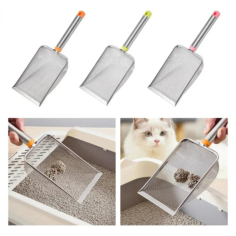 Stainless Steel Fine Mesh Cat Litter Scoop For Easy Clean Up