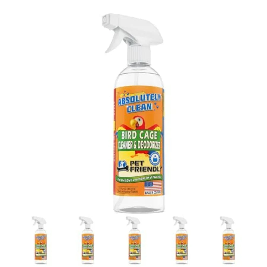 Absolutely Clean Amazing Bird Cage Cleaner and Deodorizer - Just Spray/Wipe - Safely and Easily Removes Bird Messes Quickly and