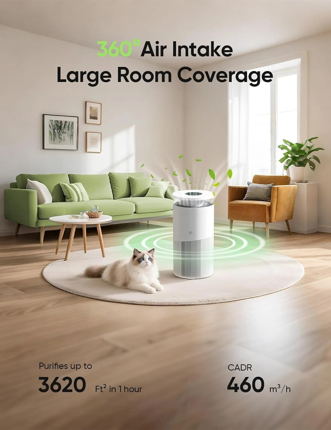 Air Purifier for Home Large Room up to 3620Ft², H13 True HEPA Air Purifiers for Home Pet Hair Dander Odor Pollen