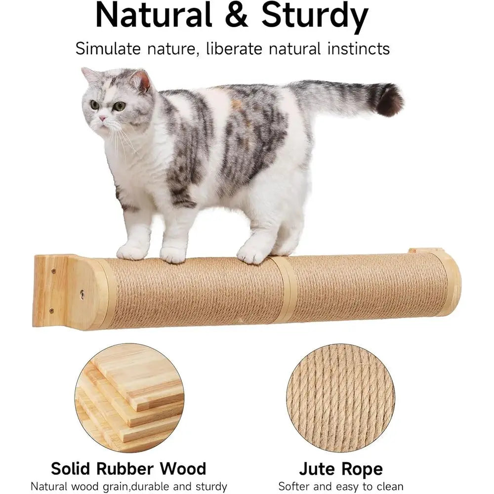 Cat Scratching Post, 35 x 4.5 Inch | Wall Furniture, Rubber Wood Wall Mounted Kitten Scratcher Posts, Thicker Columns or Multi-f