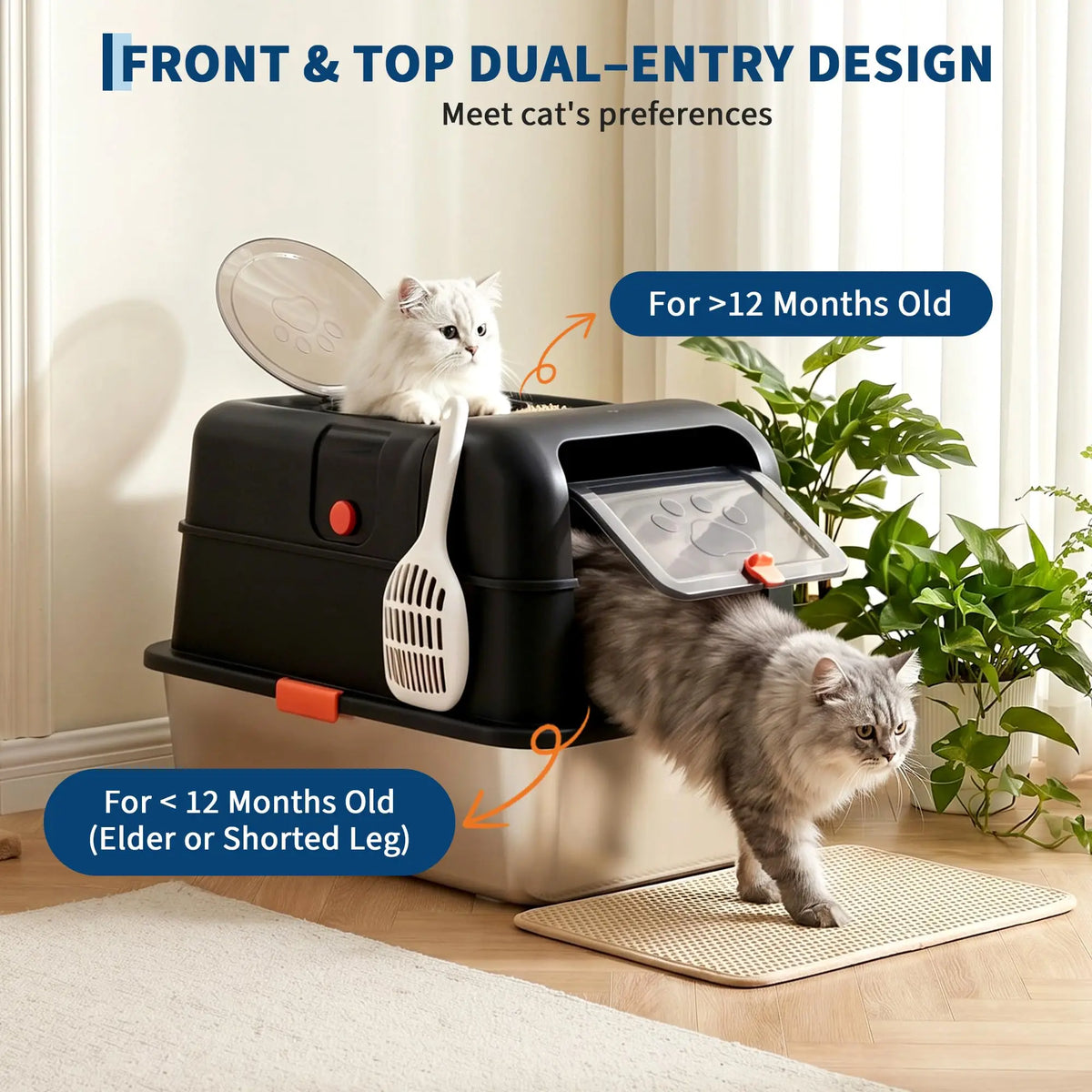 Studyset Enclosed Stainless Steel Cat Litter Box With Lid
