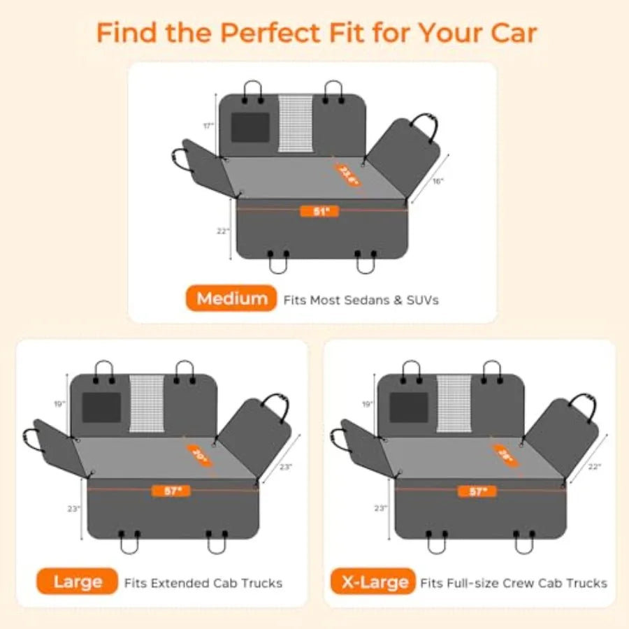 Backseat Extender for Dogs - Hard Bottom Dog Car Seat Cover for Back Seat, Dog Hammock for Car and SUV, Pet Rear Seat Protector