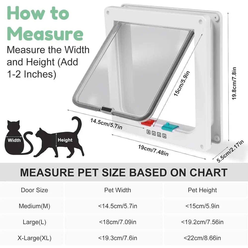 4-Way Locking Option or Interior/Exterior Door Walls | Weatherproof & Secure Cat Flap with Easy Installation Kit