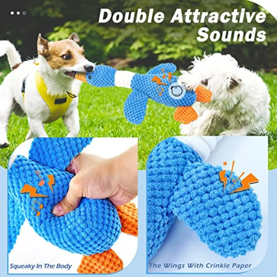 Upgraded Goose Indestructible Dog Toys for Aggressive Chewers Small Medium Large Breed, Crinkle Squeaky Plush Dog Puppy Chew To