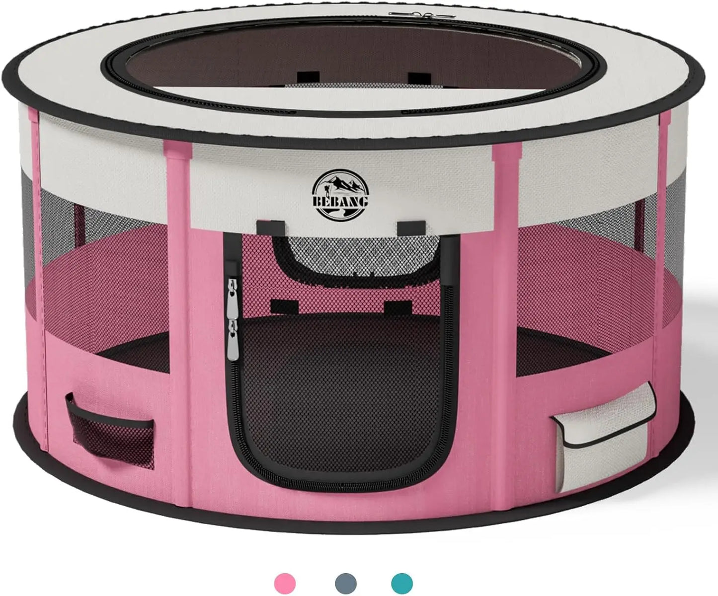 Foldable Pet Playpen for Small Dogs Cats Portable Cage with Food Bowl Carrying Case