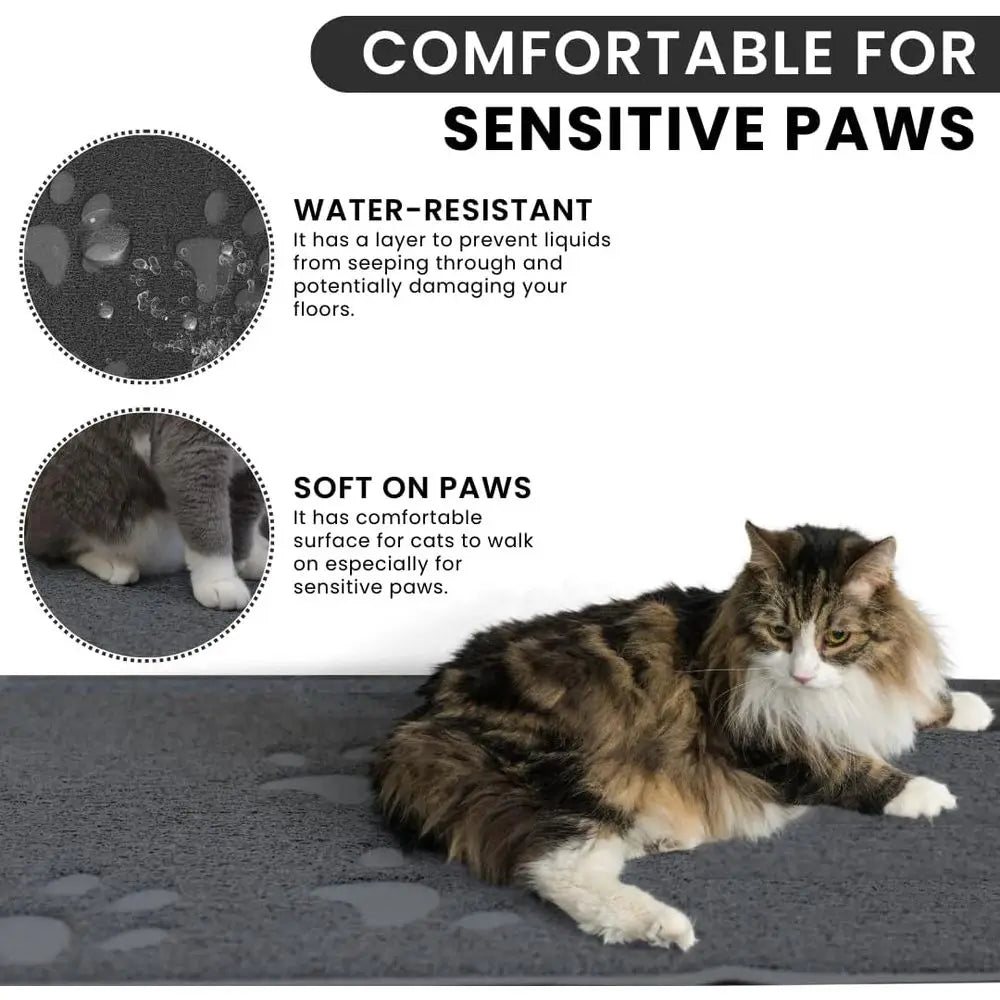 Small Cat Litter Mat, Pack of 1 - Waterproof, Non-Slip & Easy to Clean, Extra Efficient Pet Litter-Trapping, Grey (15.75” X 11.7