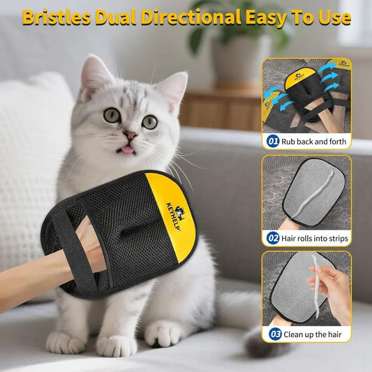 Upgraded Reusable Electrostatic Pet Hair Removal Glove for Dogs and Cats, Ideal for Clothes, Furniture, and Car Seats