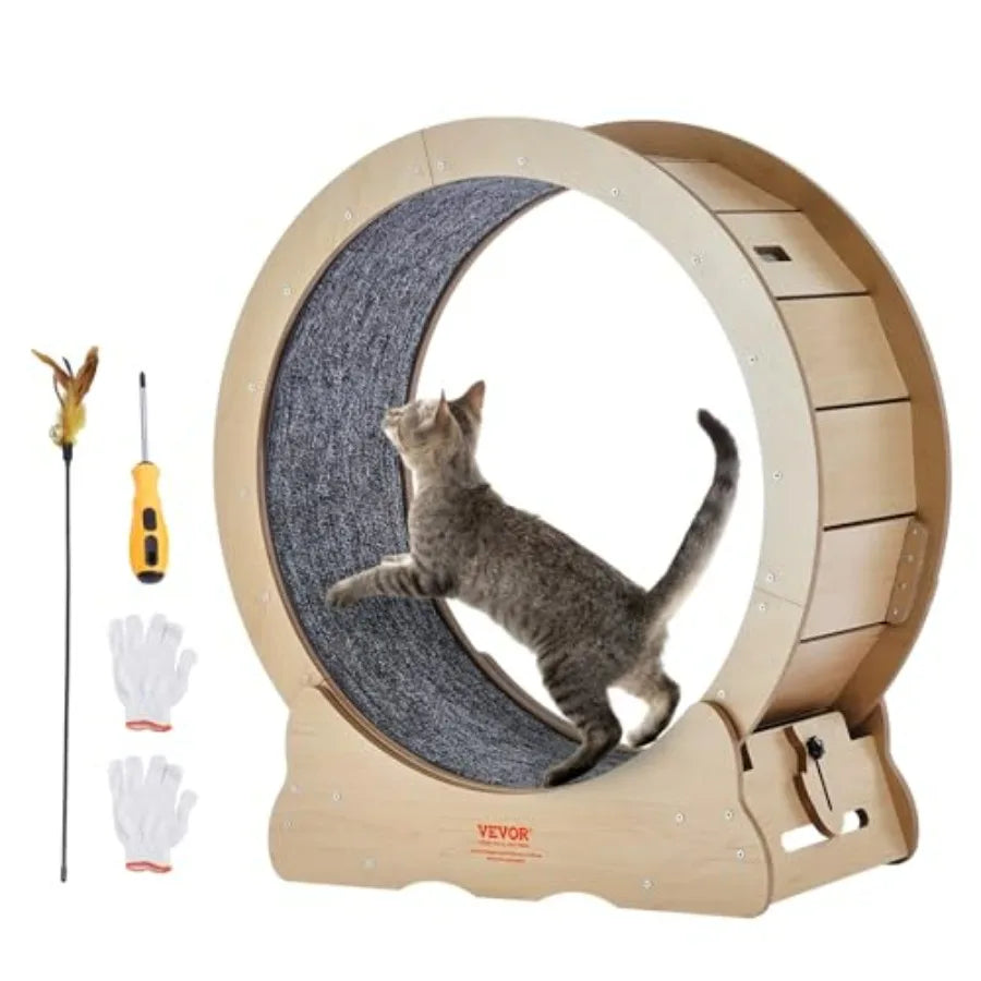 Indoor Cat Treadmill Wheel With Detachable Carpet And Teaser