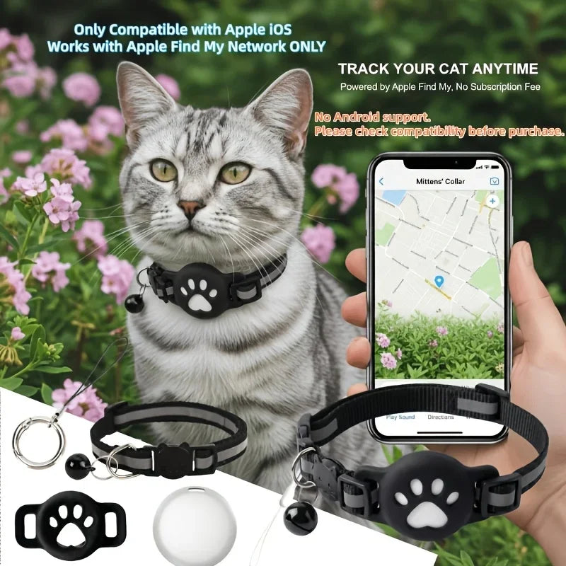 5pcs Pet Locator Set (Includes 1 Tracker, 2 Leashes, 1 Collar, 1 Protective Case) Smart 2-In-1 Multifunction GPS Tracker Collar Set, Cat Tracker GPS Collar, Kitten GPS Collar, Pet Additions, Compatible with Ios, Without Batte