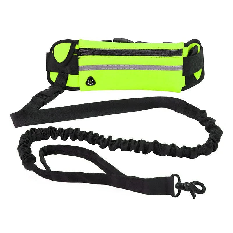 Hands Free Dog Leash With Reflective Retractable Belt Waist Bag