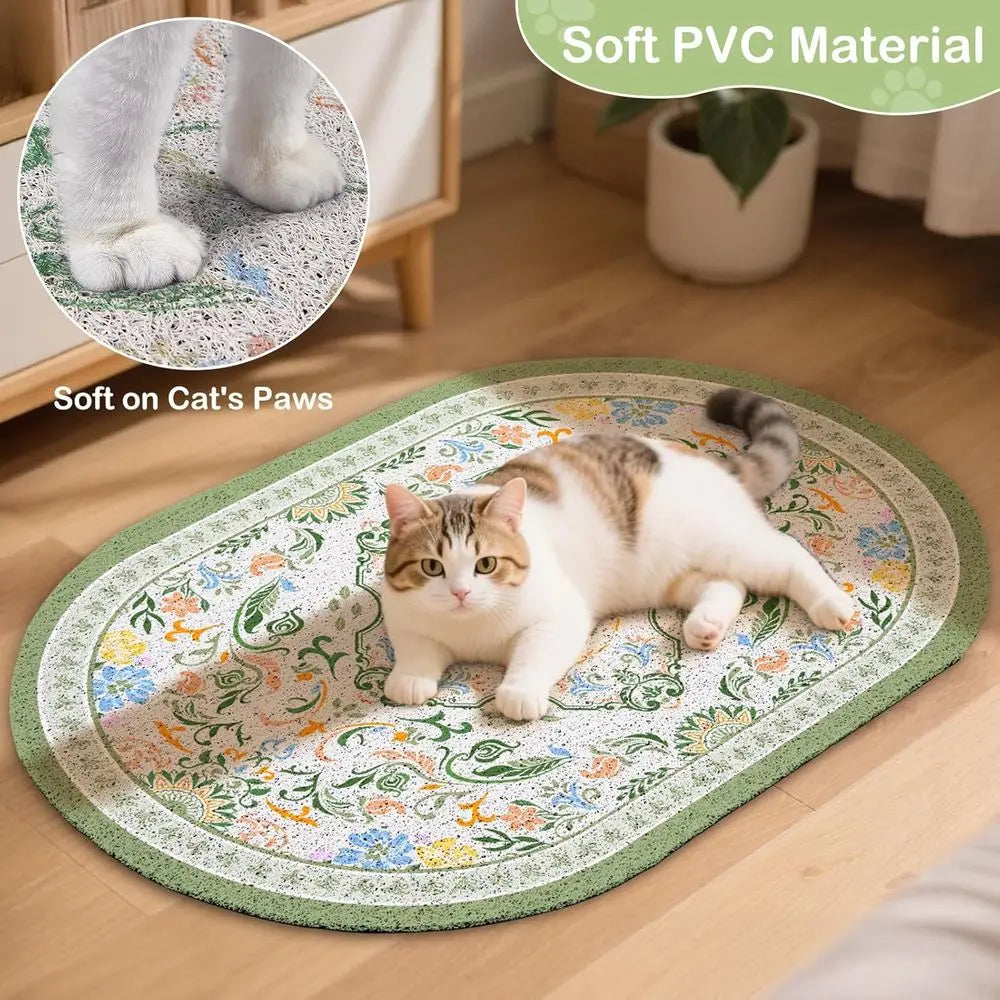 Litter Mat, 24 x 15 Litter Box Mat Rug with Non-Slip Bottom, Urine and Water Proof, Easy to Clean Cat Supplies Essentials for In