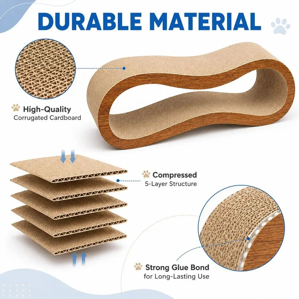 2 in 1 Deluxe Cat Scratching Board, Cardboard Scratch Lounger, Large, 27.56 x 9.45 x 8.86 inch
