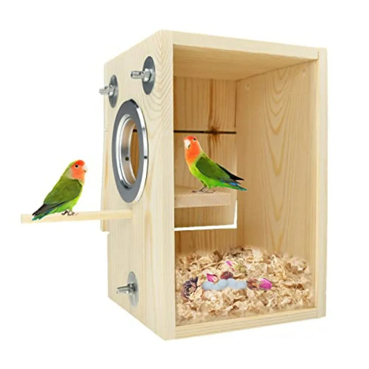 Bird Nest Box Parakeet Breeding Nest Box Bird Nest House Wooden Acrylic Transparent Breeding Box for Finch Lovebirds Cockatiel