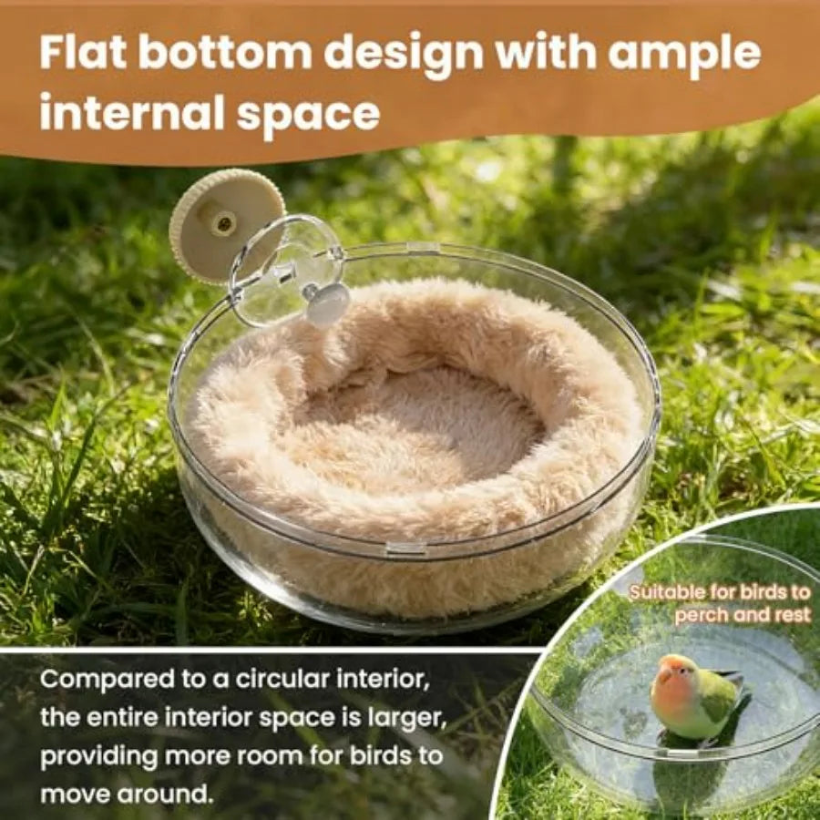 Bird Flat-Bottomed Nest for Cage Clear Transparent Observation Hanging Bite-Resistant Washable Bird House, Parakeet Breeding Ne